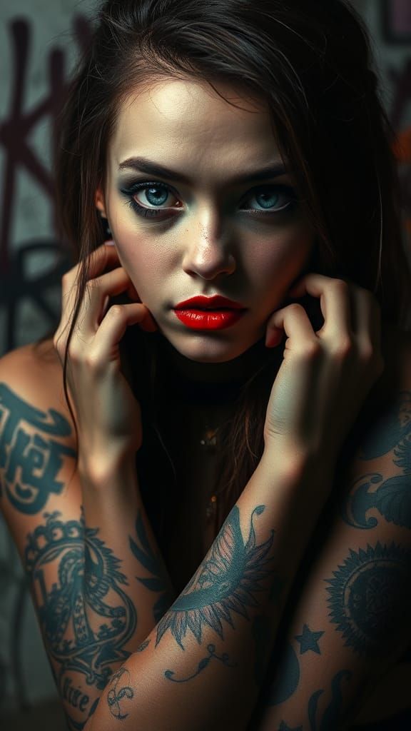 Gritty Dystopian Portrait of Rocker in Chiaroscuro