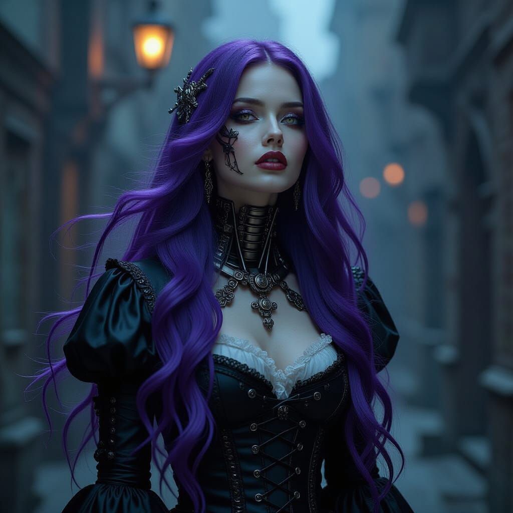 Cybernetic Woman in Dystopian Victorian Setting