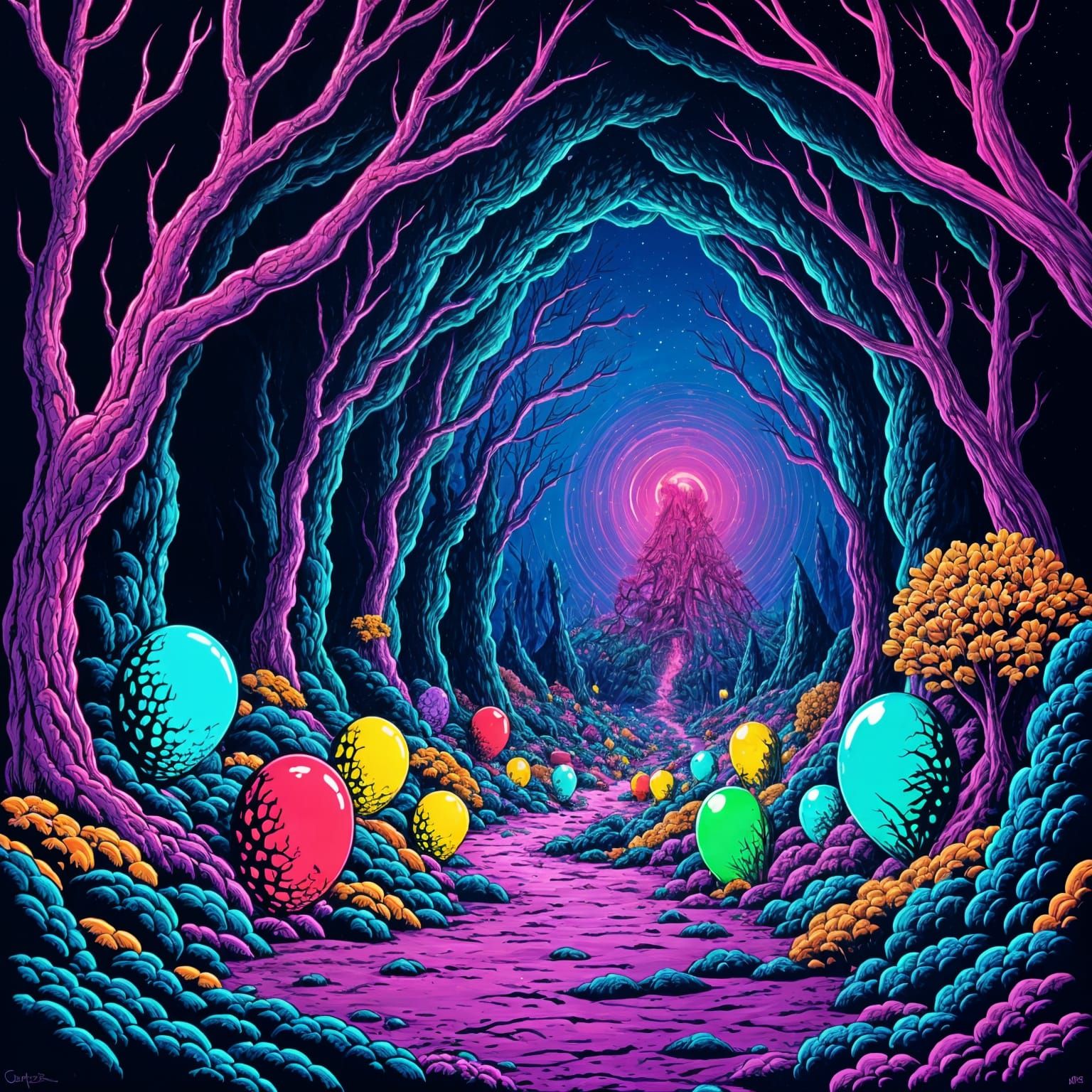 Fluorescent Jewel Trolls Party in Glowing Cave