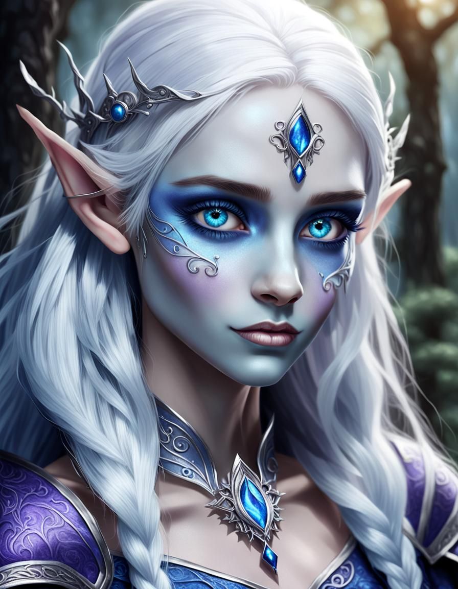 Elegant Elf Queen Portrait in Anime Style