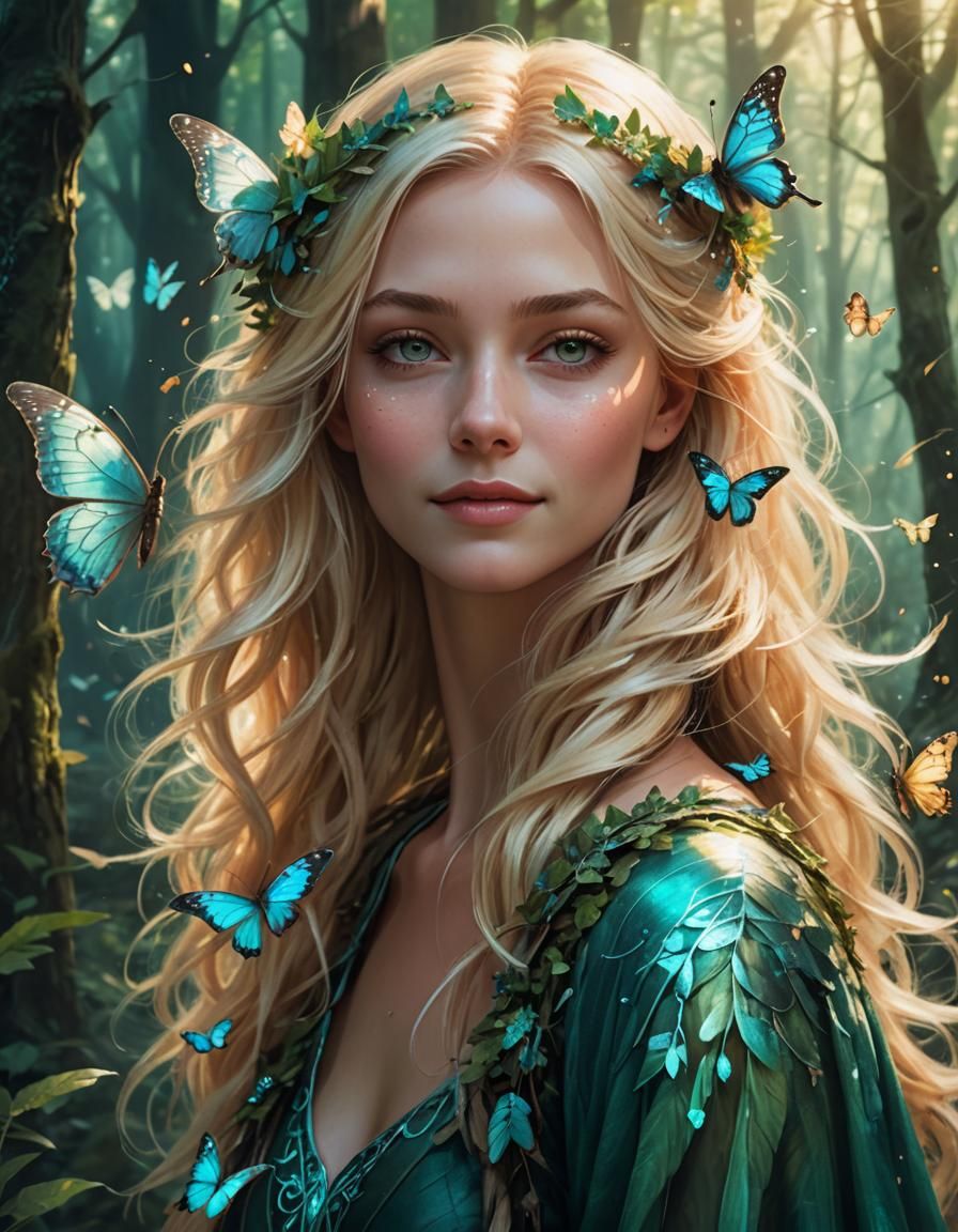 Mystical Forest: Blonde Girl Portrait in Fantasy Art