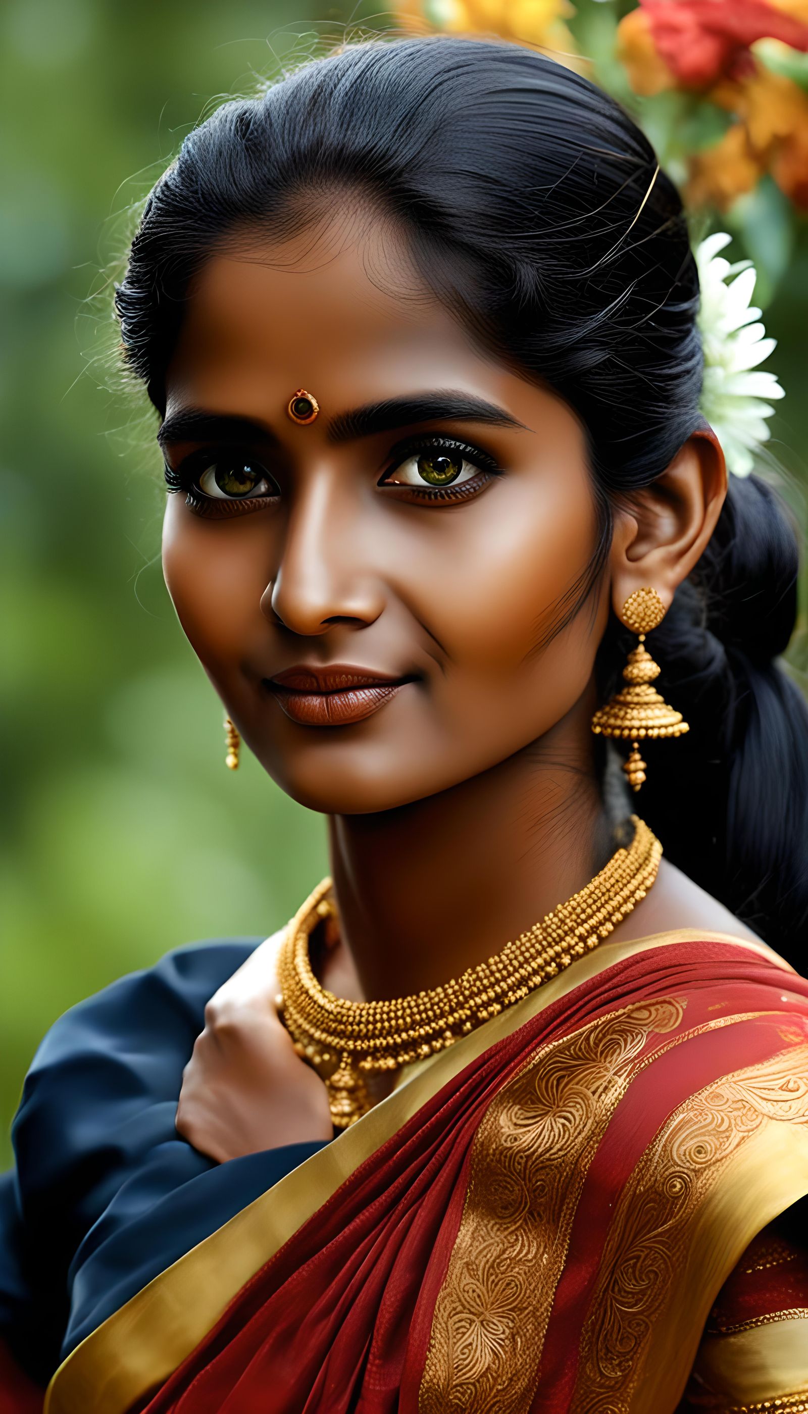Realistic Portrait of a Gorgeous Sri Lankan Woman