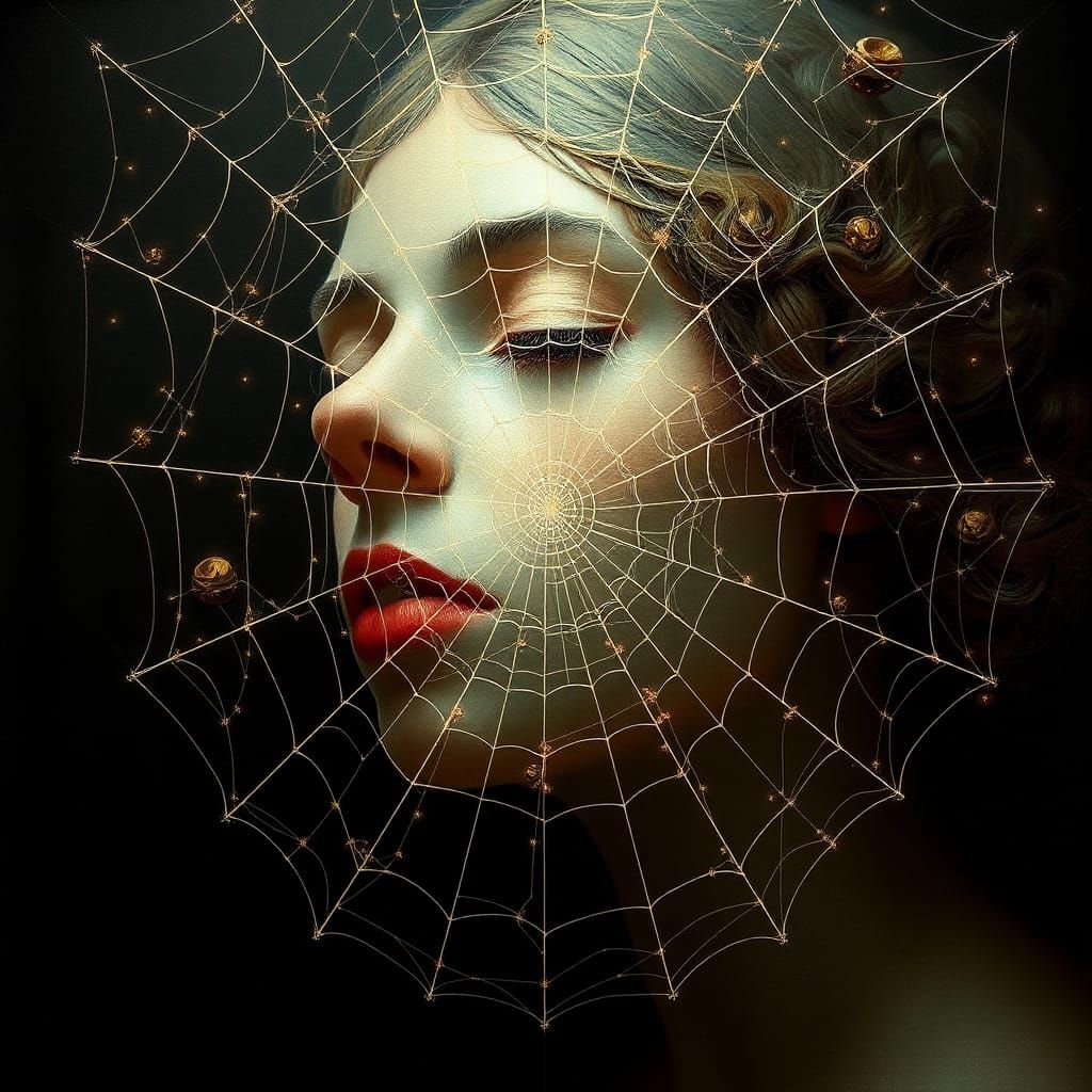 Spiderweb Woman in Baroque Rembrandt Style