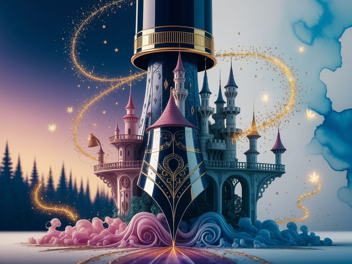 Majestic Fountain Pen Transforms into Enchanted Fairytale Ca...