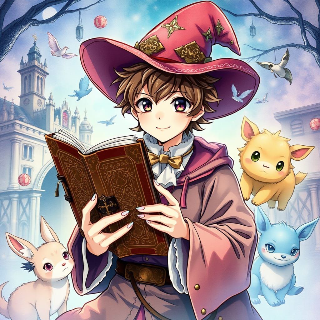 Young Wizard Among Whimsical Creatures in 19th-Century Londo...