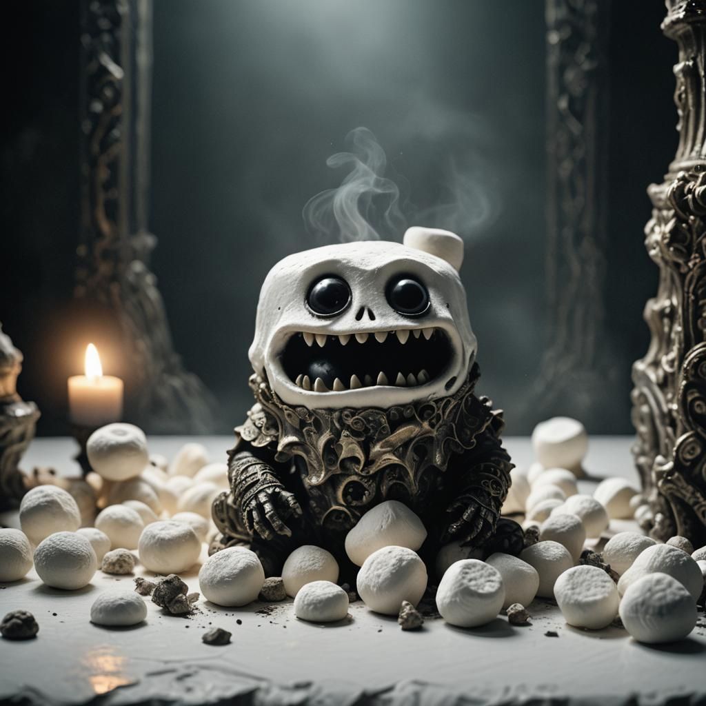 Marshmallow Creature in Gustave Doré Style