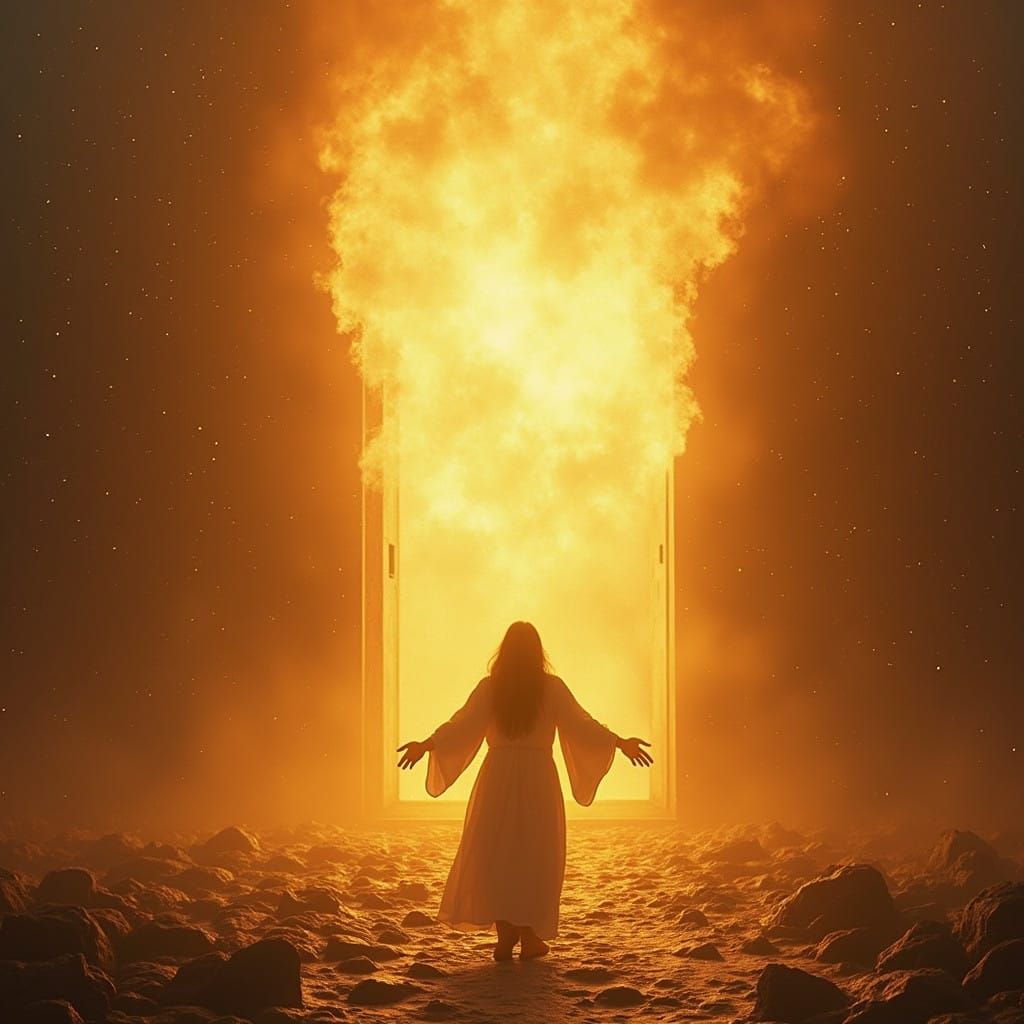 Angel Ascending to Paradise in Radiant Light