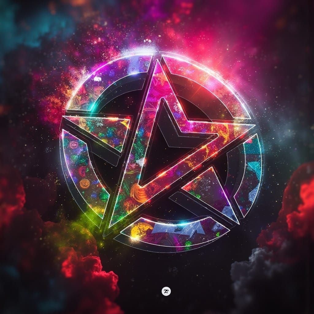 Epic Sci-Fi Logo in Vibrant, Swirling Cosmic Background