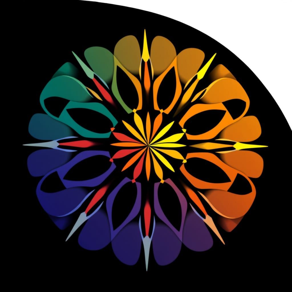 Vibrant Solar Emblem in Op Art Style