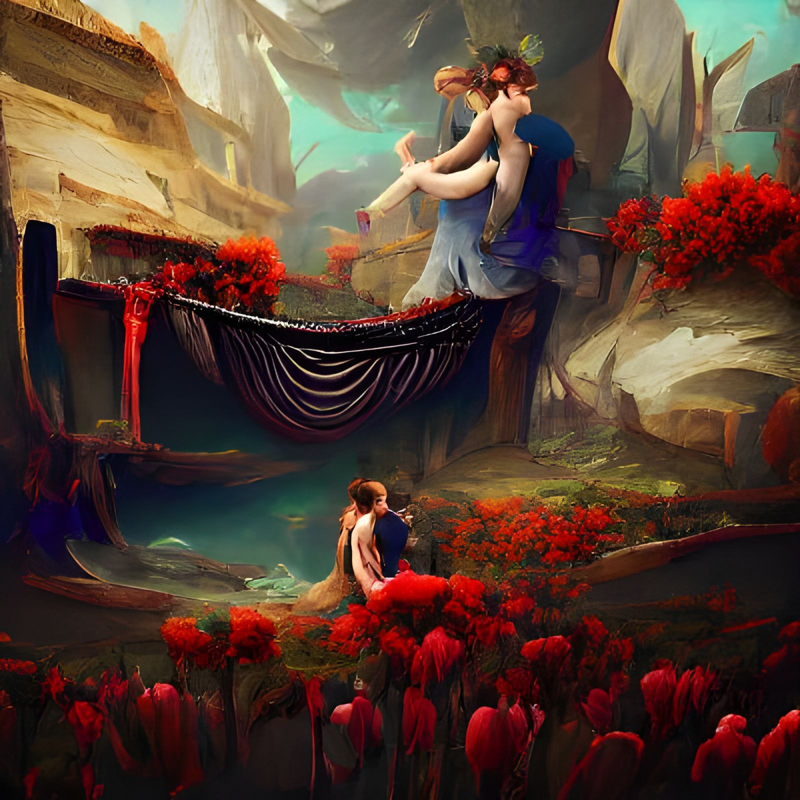Orpheus and Eurydice with Lyre: Fantasy Art