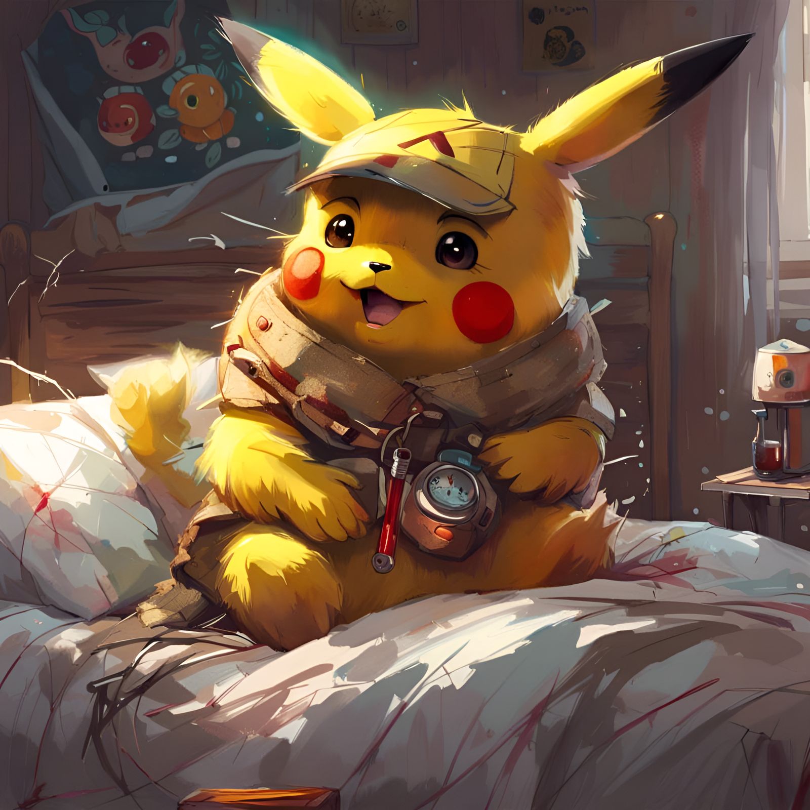 Sad Pikachu Portrait in Pixar Style