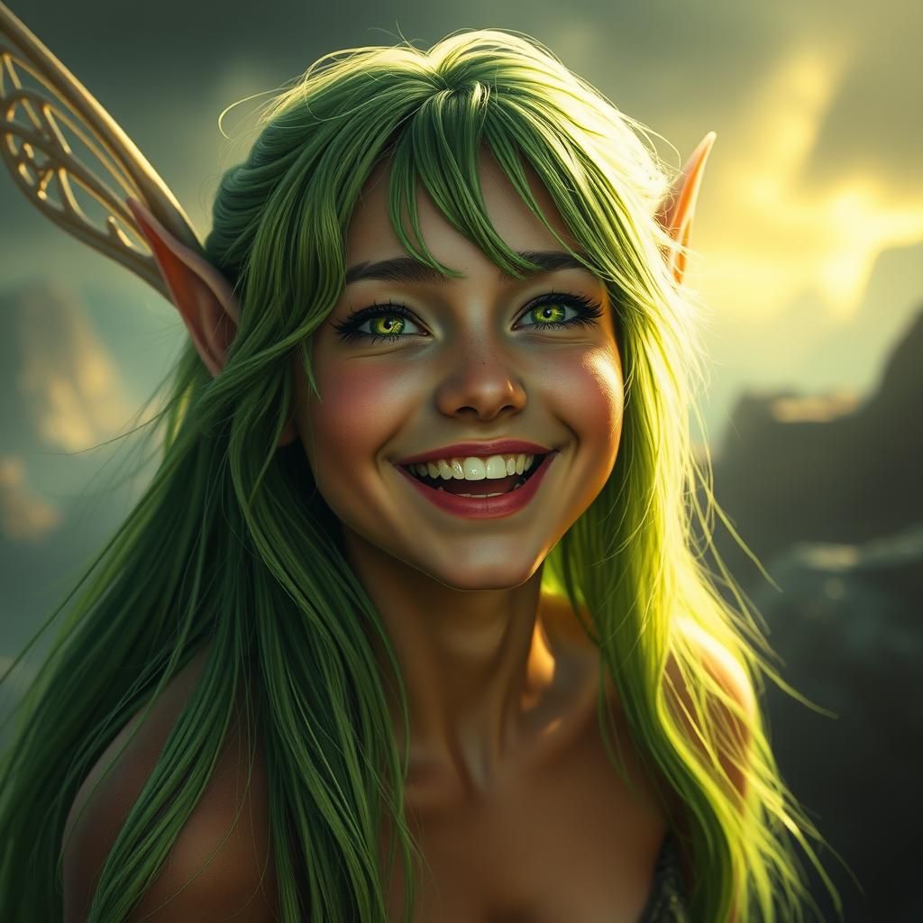 Enchanting Half-Elf Fairy Portrait in Digital Matte Painting...