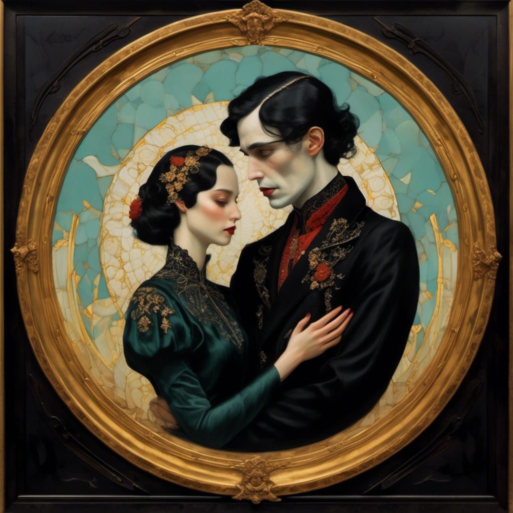 Elegant Portrait in Jugendstil and Symbolism Style