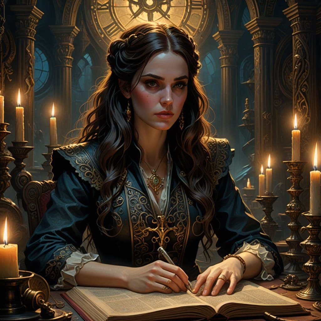 Mystical Pirate Captain in Dark Academia Oil Painting