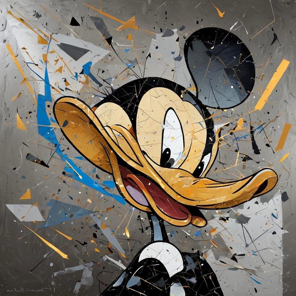 Daffy Duck and Mickey Mouse Abstract Vector Art