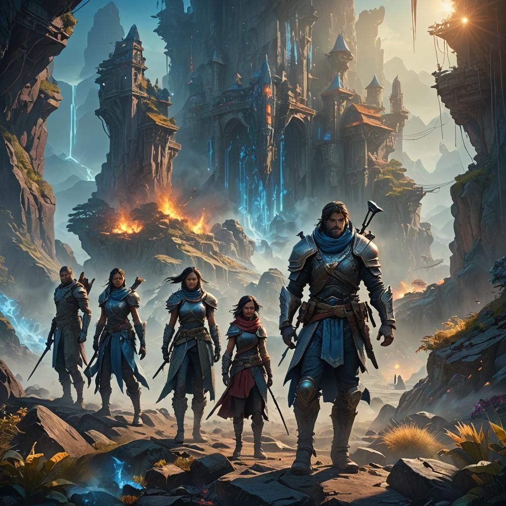 Diverse Individuals Working Hard in Fantasy Art