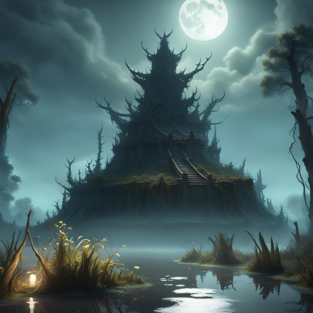 Eldritch God Rising from Mystic Swamp