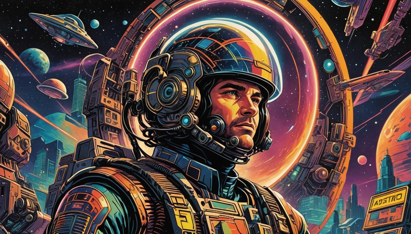 Retro-Futuristic Comic Book Cover with UFO VHS