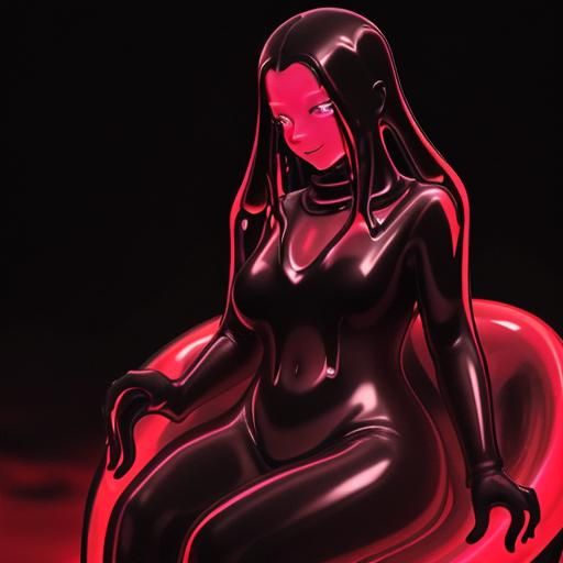 Glowing Red Slime Girl in the Dark