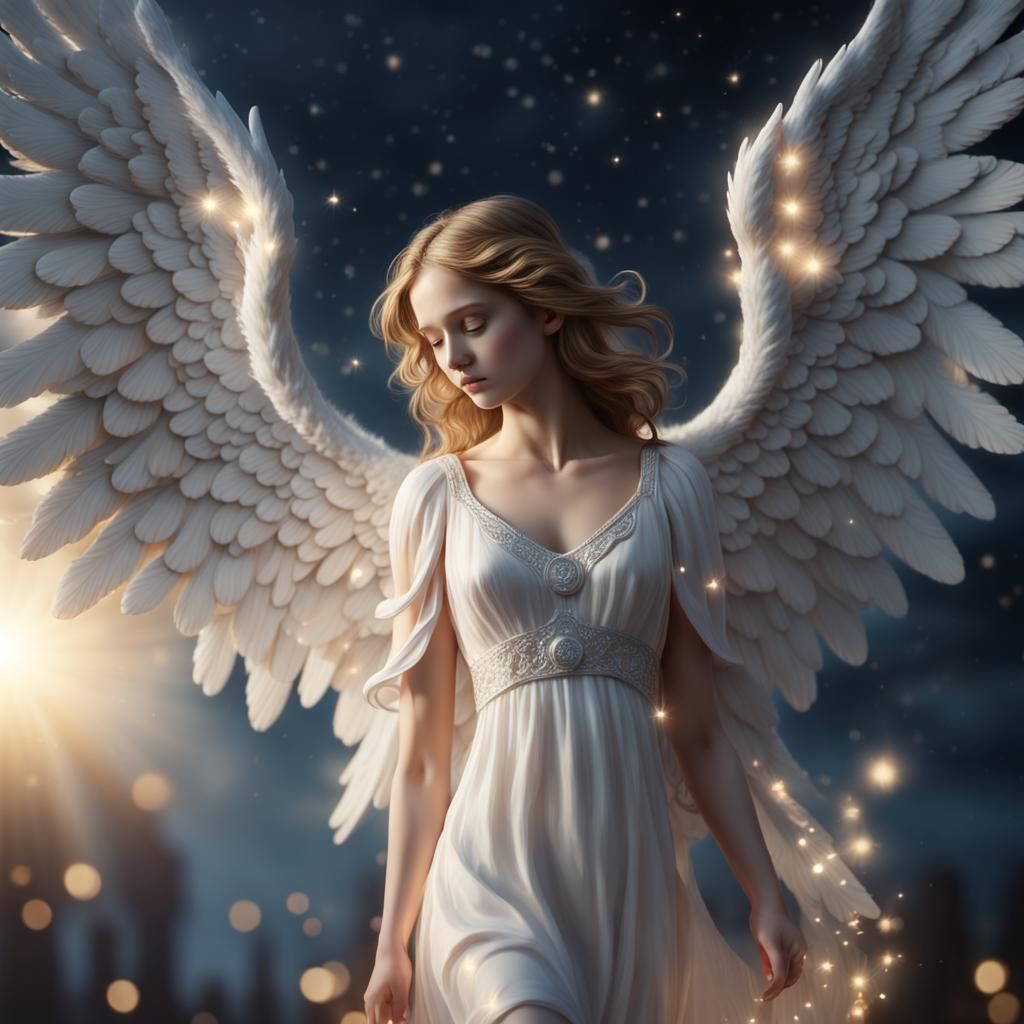 Detailed 3D Rendering of a Guardian Angel