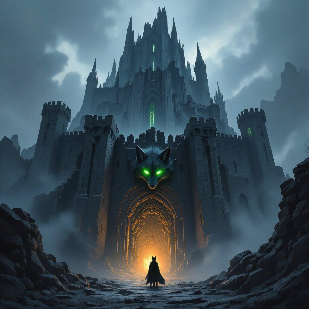 Dark Fantasy Obsidian Fortress in Twilight