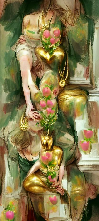 Goddess of Beauty with Tulips: Painterly Style