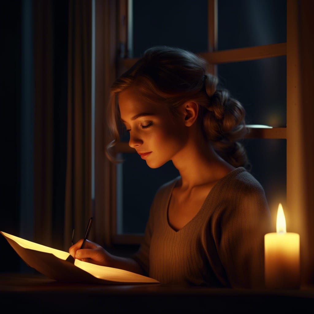 Girl Reading Letter by Candlelight in 8K