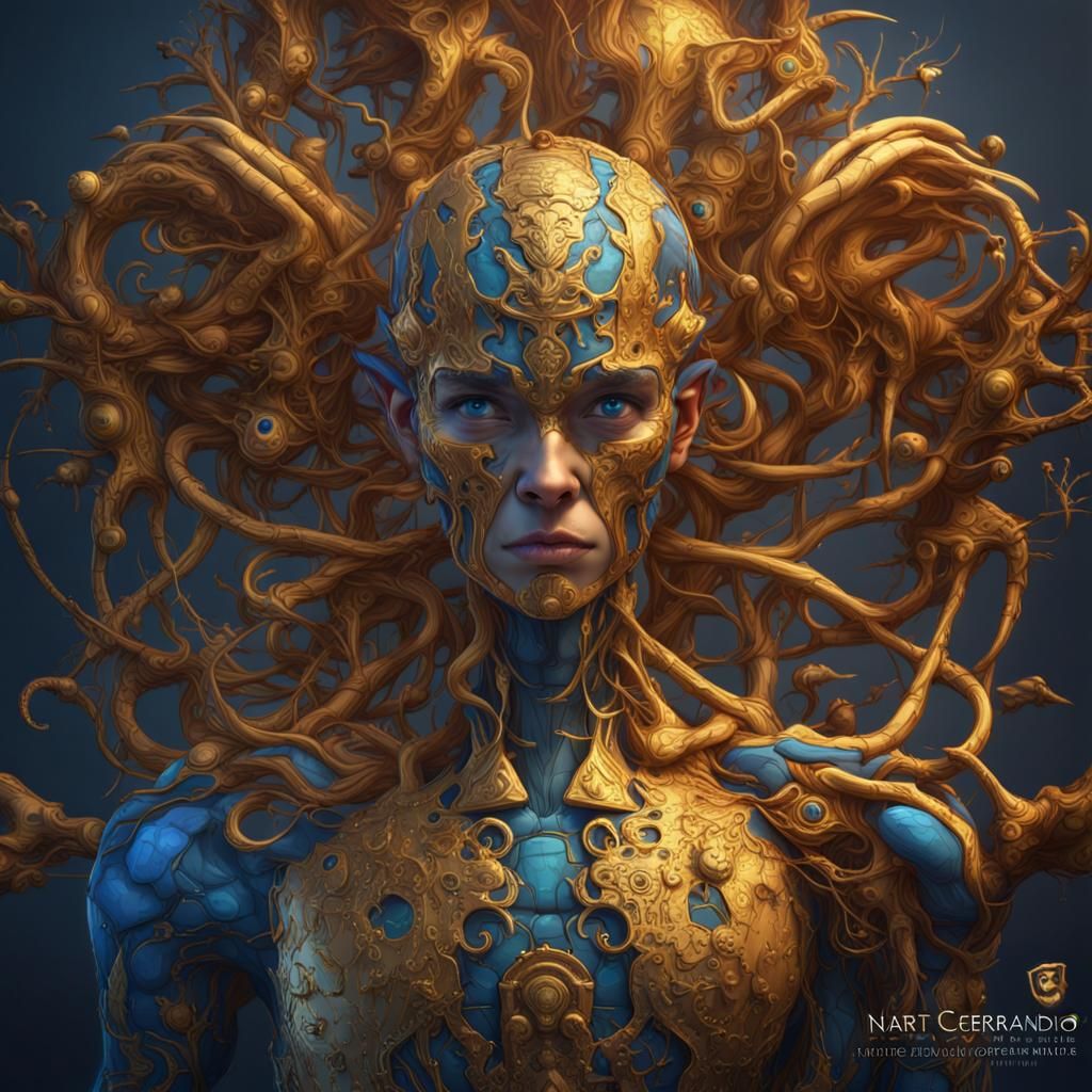 Cartoon Brain with Dollar Sign and Blue Neurons