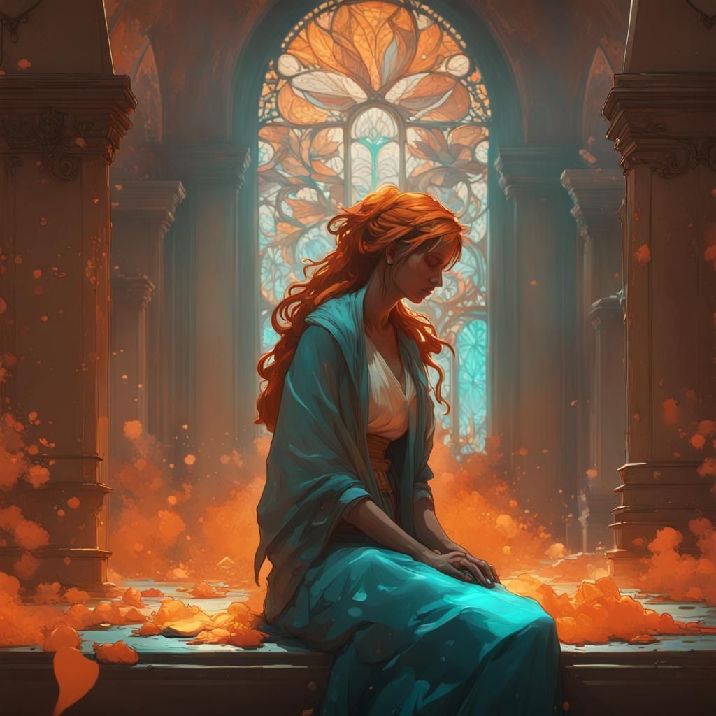 A Mother's Grief in Art Nouveau Style