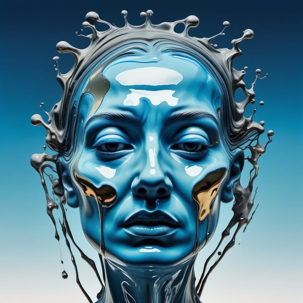 Surreal Dreamscape of a Melting Woman's Face