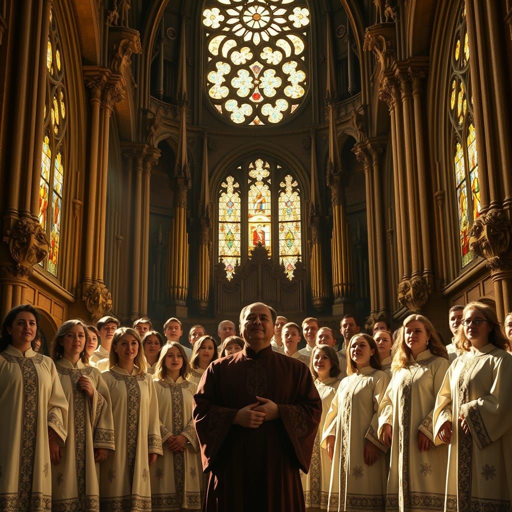 Ethereal Church Choir in Warm, Golden Light