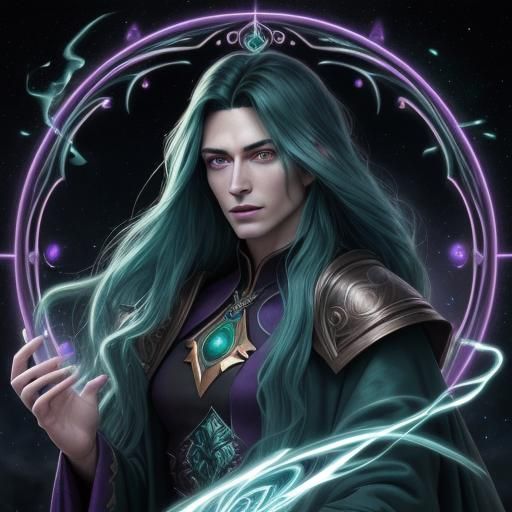 Wizard Apprentice Brews Magic Potion: Cosmic Illustration