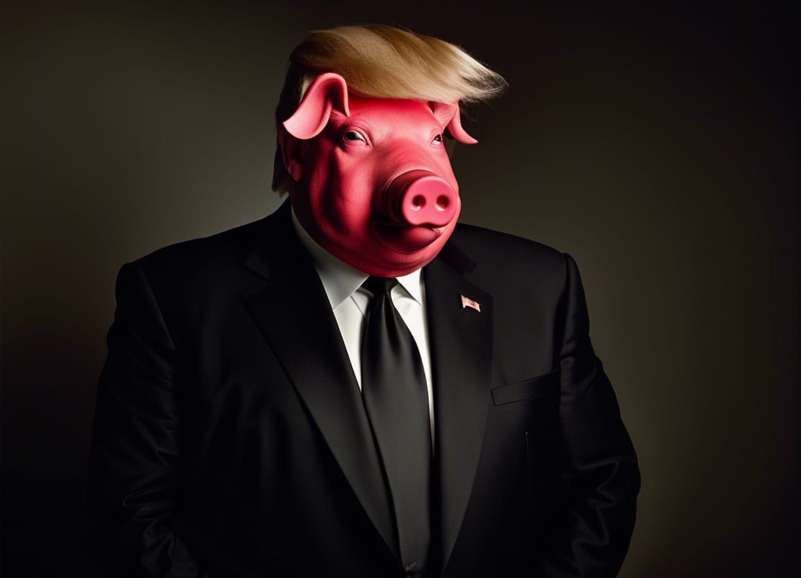 Pig with Lipstick in Karsh Style