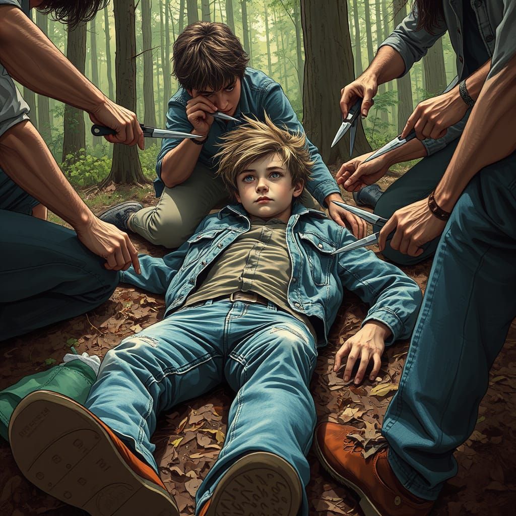 Ponyboy's Chaotic Forest Haircut: A Gritty Scene