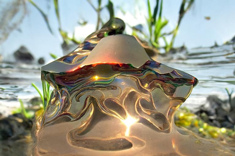 Translucent Fire Opal Palace in Dramatic Seascape