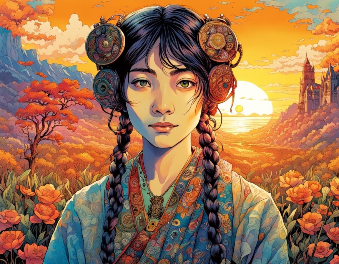 Vibrant Spring Break Sunset Portrait in Hyperrealistic Style