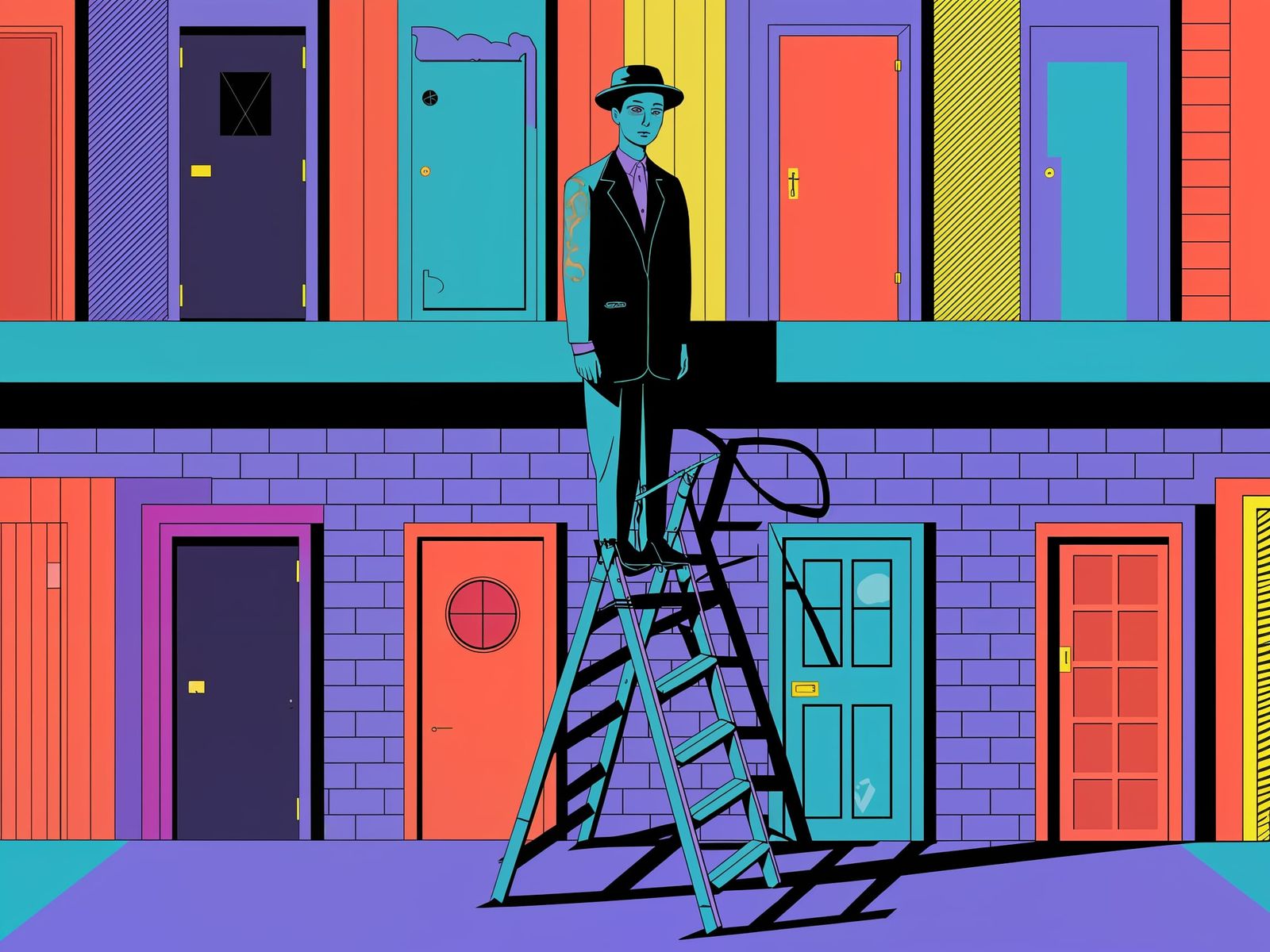 Surreal Neon Blacklight Poster Illustration