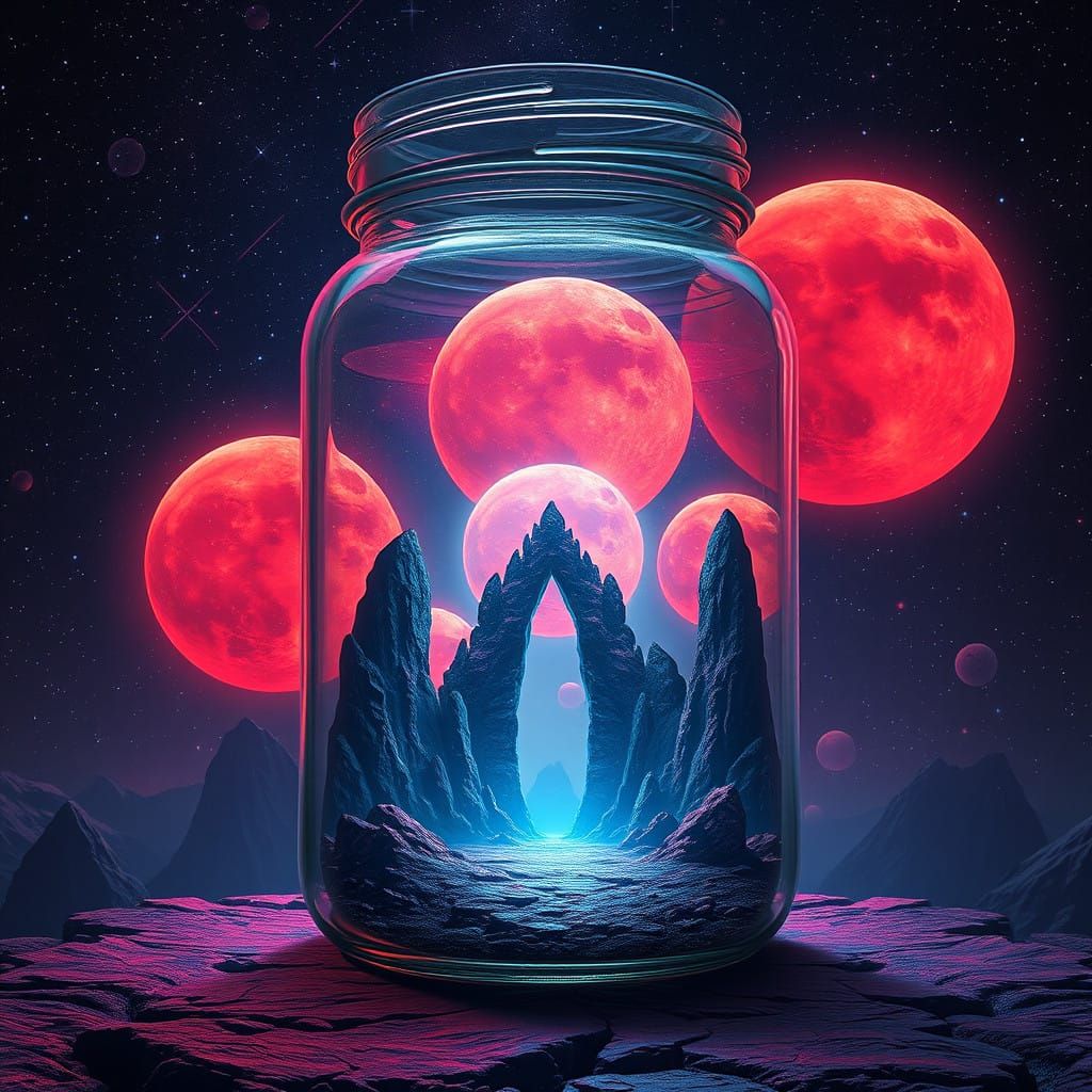 Cosmic Dreamscape in a Shattered Glass Vessel