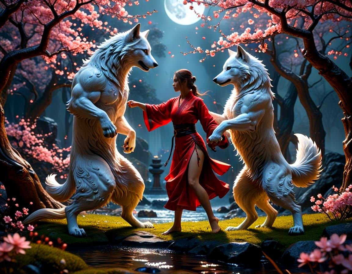 Little Red Riding Hood Karate in Cherry Blossom Garden
