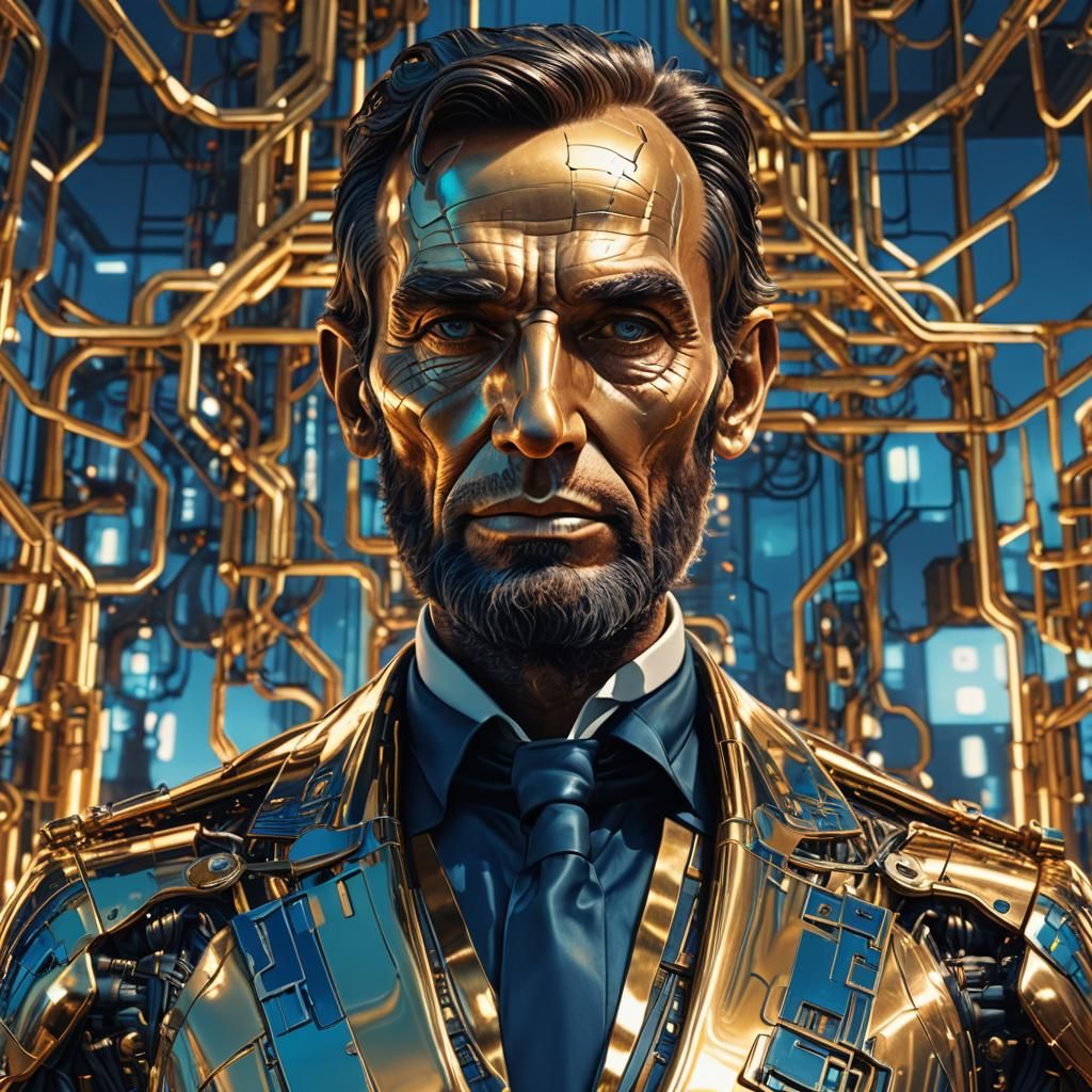 Monumental Cyborg Lincoln in Photorealism