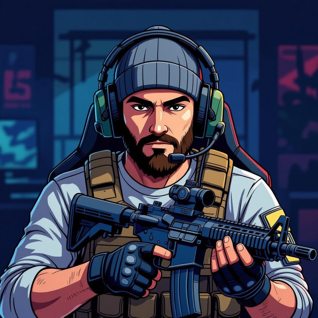 Counter-Strike Operative Gamer in Studio Trigger Style