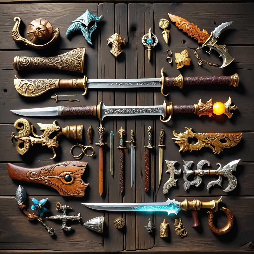 Knolling of Magical Weapons for Hunting Creatures