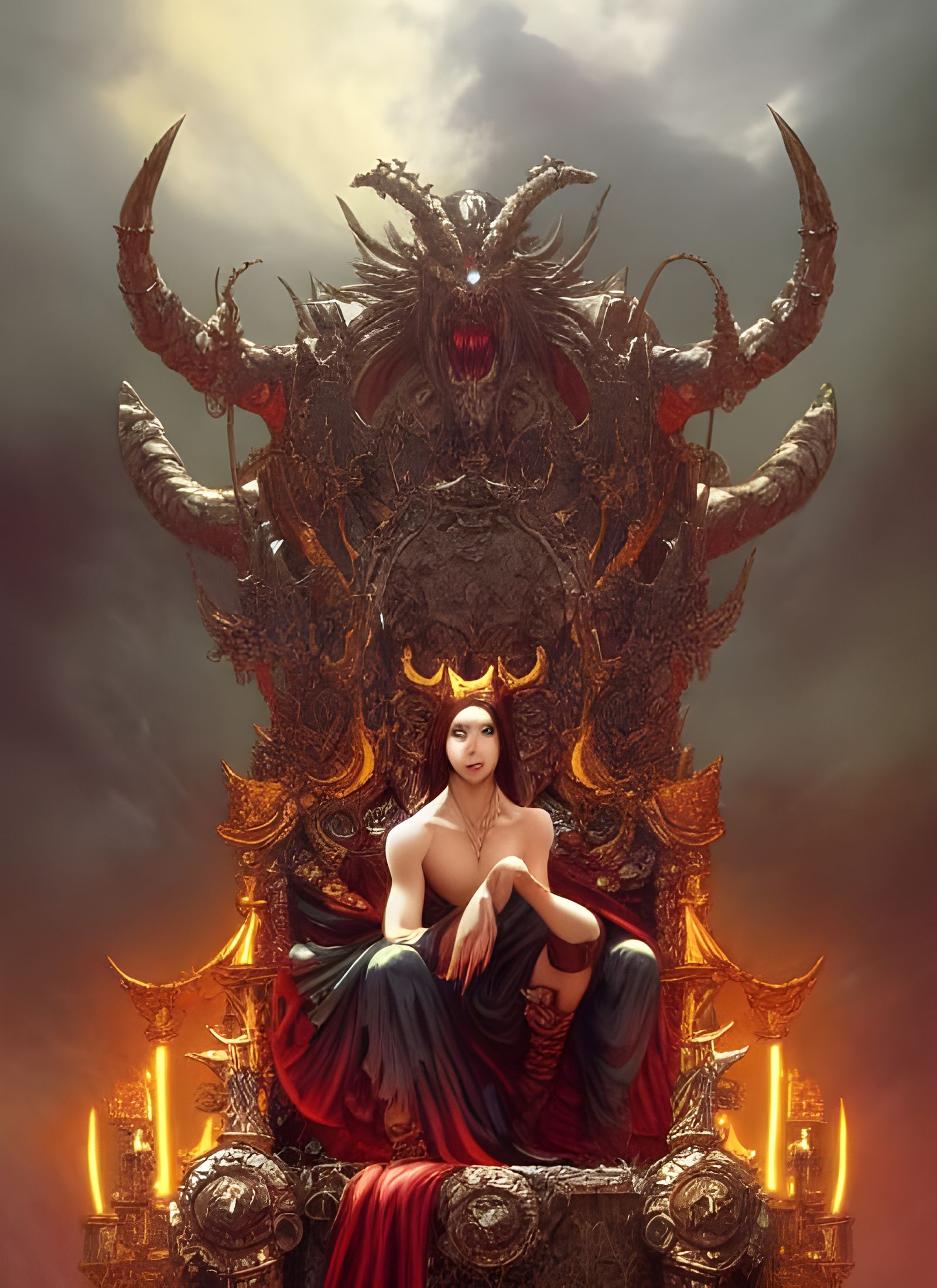 Hyperdetailed Demon King on Throne in Cinematic Style