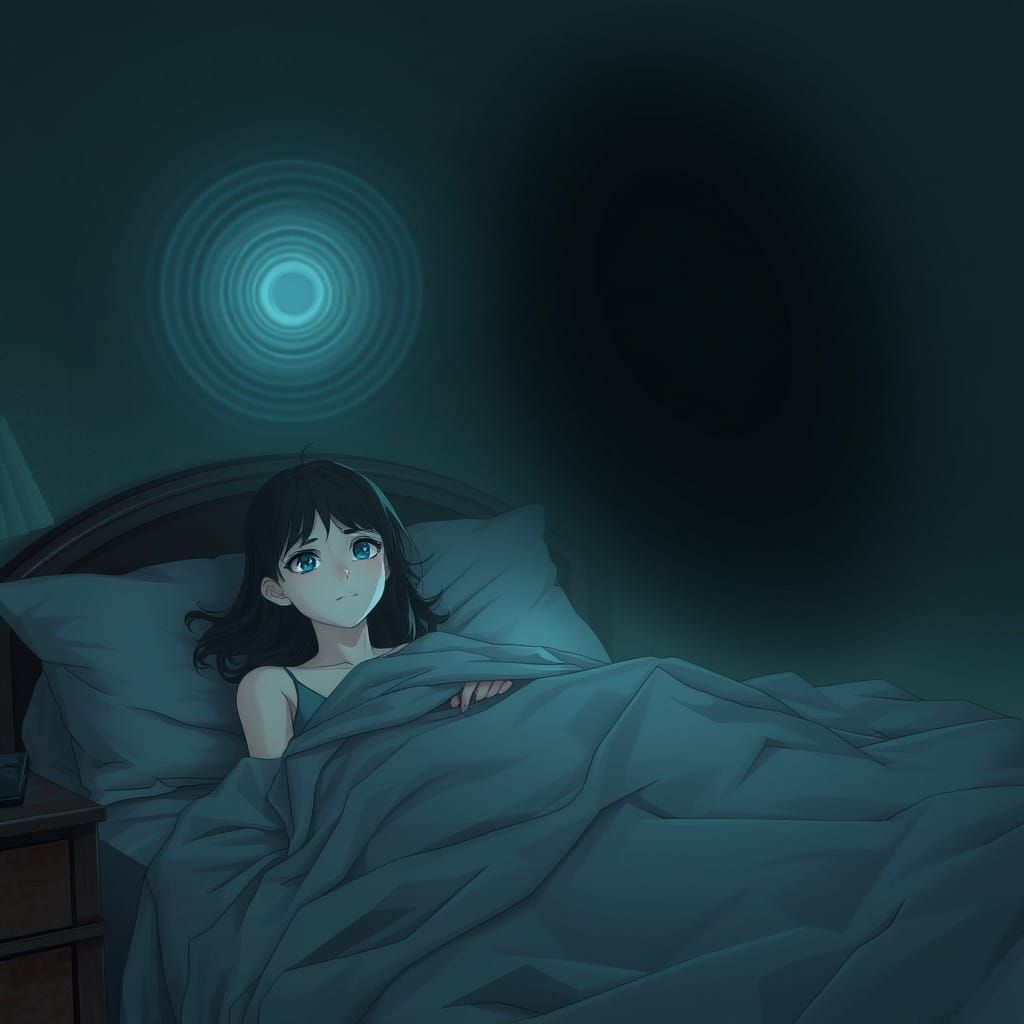 The Dark Watcher's Ominous Presence in a Darkened Bedroom