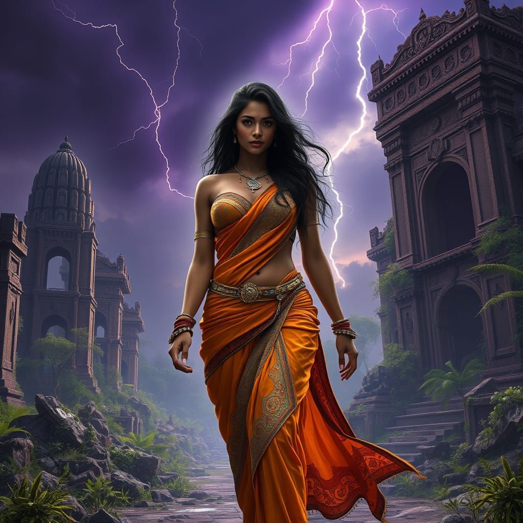 Ethereal Saffron Goddess of a Fallen Civilization