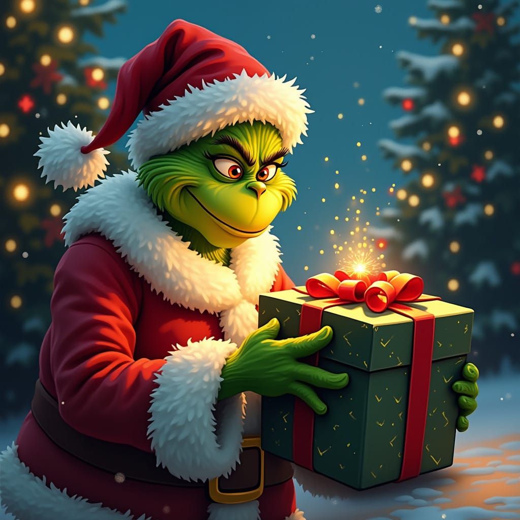 Jolly Christmas Gift Exchange Between Santa and the Grinch