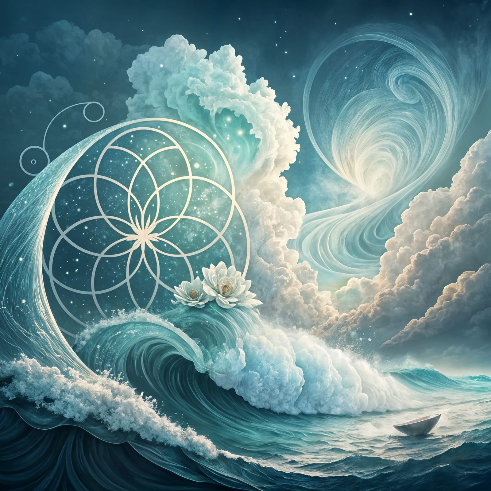 Serenity's Gentle Expansion in Soft Blues and Greens