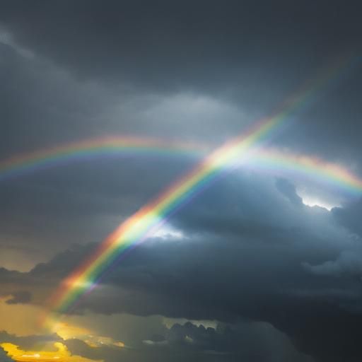 Rainbow Appears During a Thunderstorm