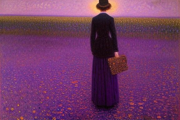 Ghost Hunter Under Violet Skies as Impasto Painting