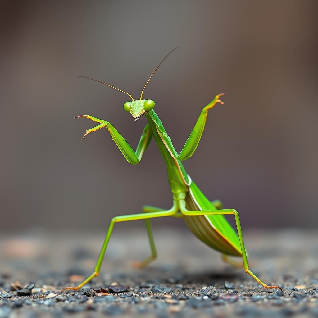 Praying Mantis's Joyful Spring Dance: Botanical Art